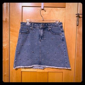 Denim studded jean skirt